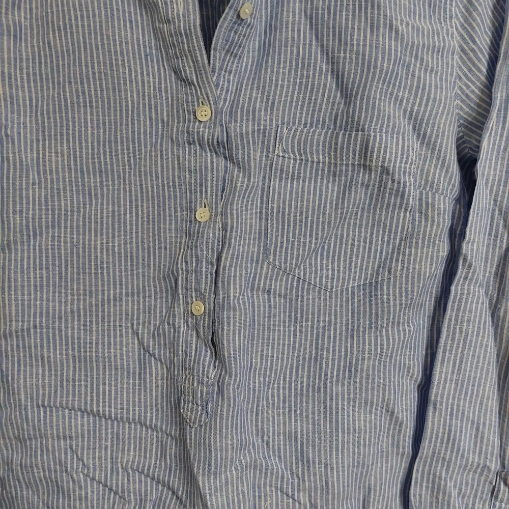 J. Crew Blue and White Striped Button-Down Shirt